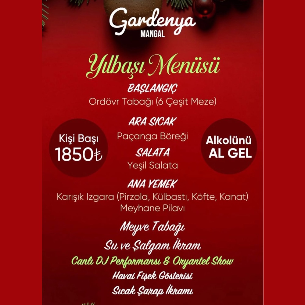 Gardenya Restaurant Antalya Yılbaşı Programı 2025