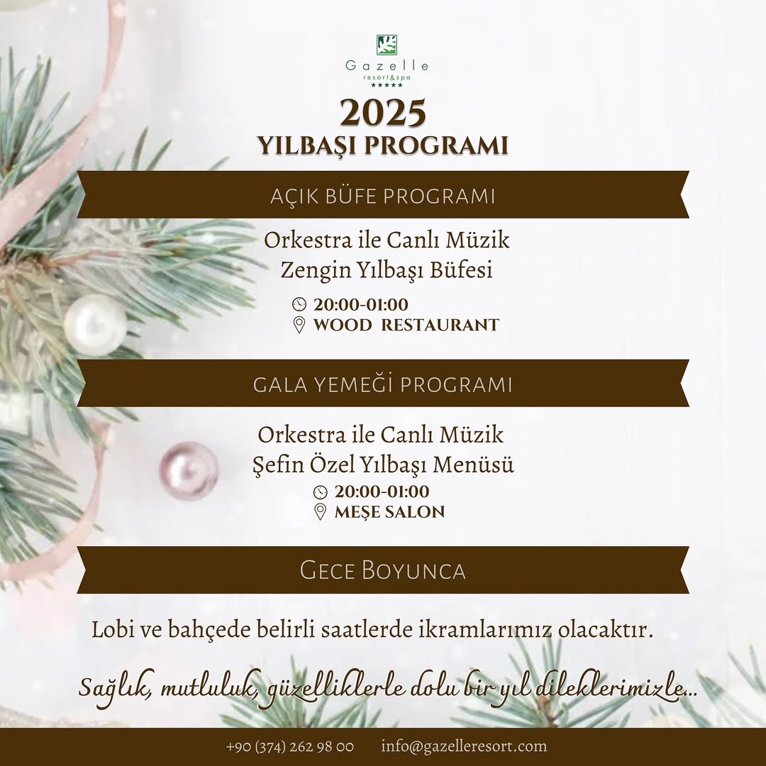 Gazelle Resort Hotel Bolu Yılbaşı Programı 2025