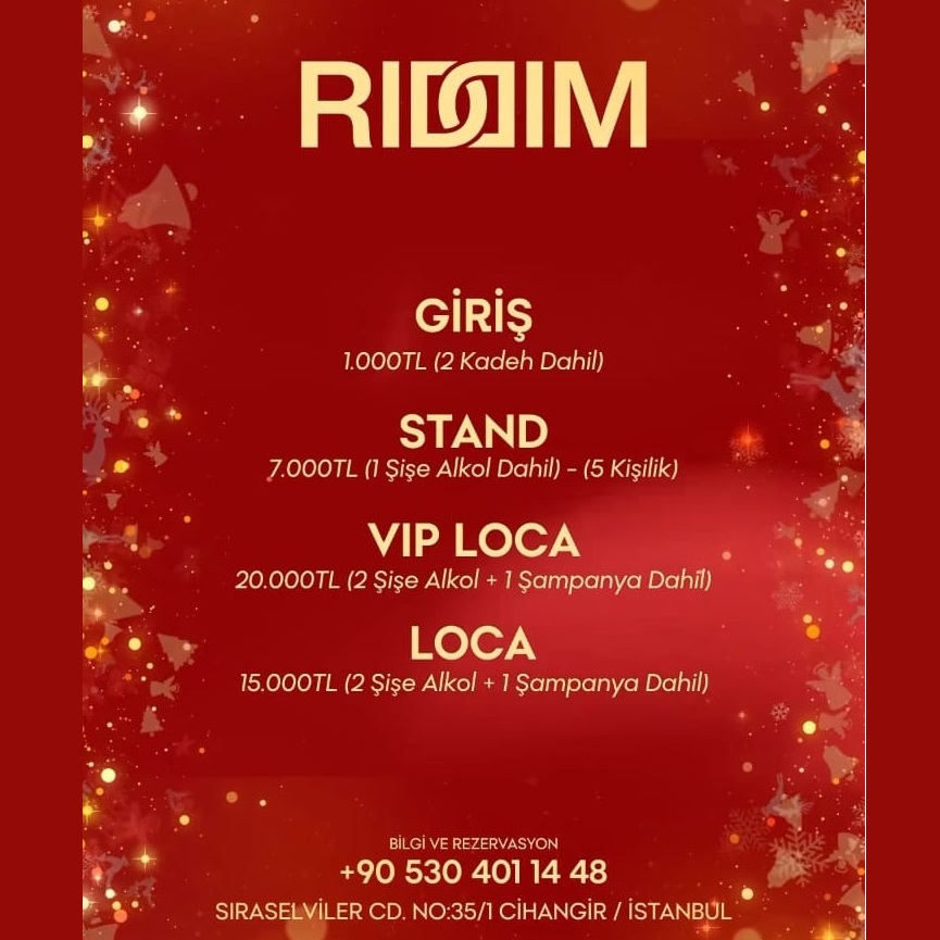 RIDDIM Club İstanbul Yılbaşı Programı 2025