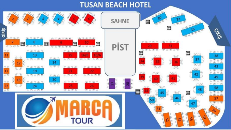 Tusan Beach Resort Yılbaşı Programı 2025 Oturma Planı