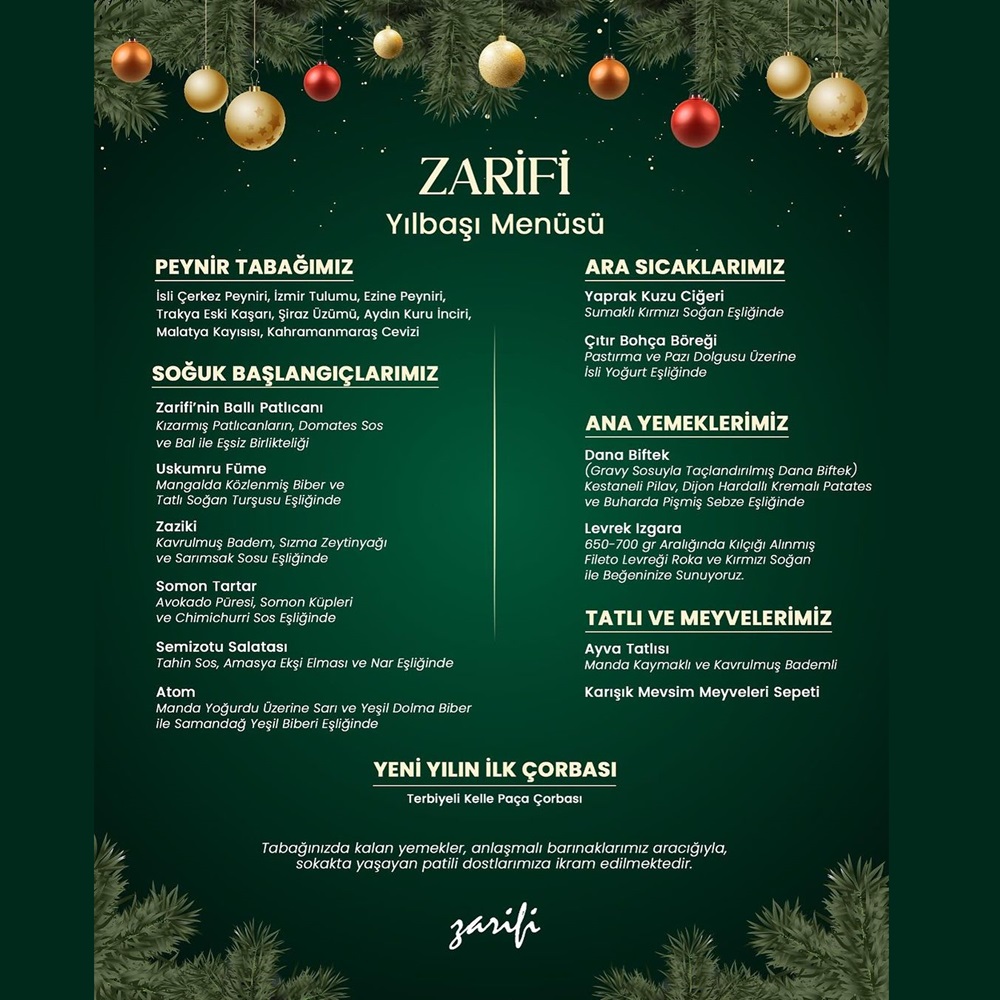 Zarifi Restaurant Beyoğlu Yılbaşı Programı 2025